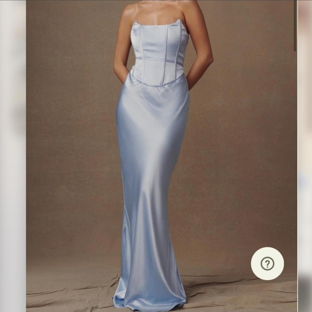 Meshki Light Blue Strapless Bridesmaid Gown Size XL (10-12)